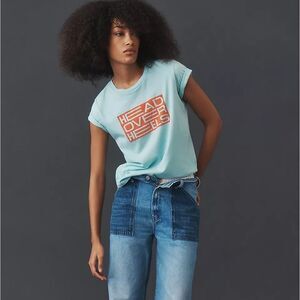 MOTHER The Boxy Goodie Goodie Head Over Heels Crew Neck Graphic Tee T-Shirt XS